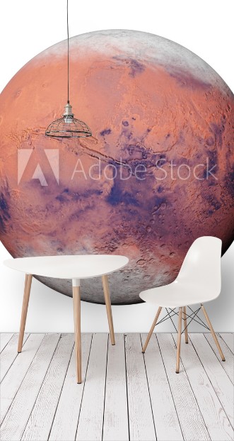 Picture of Planet Mars during the Martian winter isolated on white background